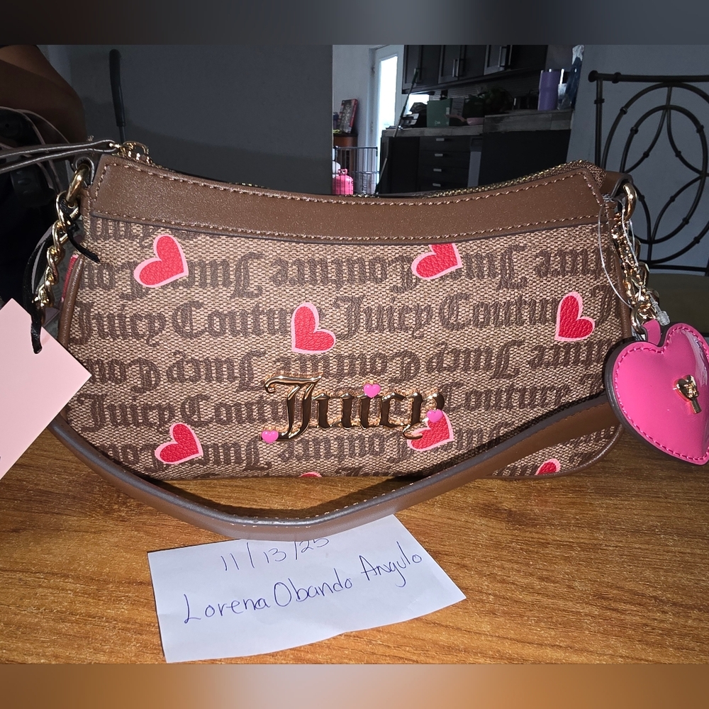 Juicy Couture Brown Bag with Pink Hearts